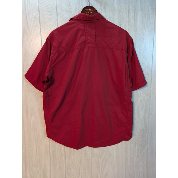 REI Men’s Rust Red Cotton Short Sleeve Camp Shirt Size Large Breathable - Picture 3 of 6
